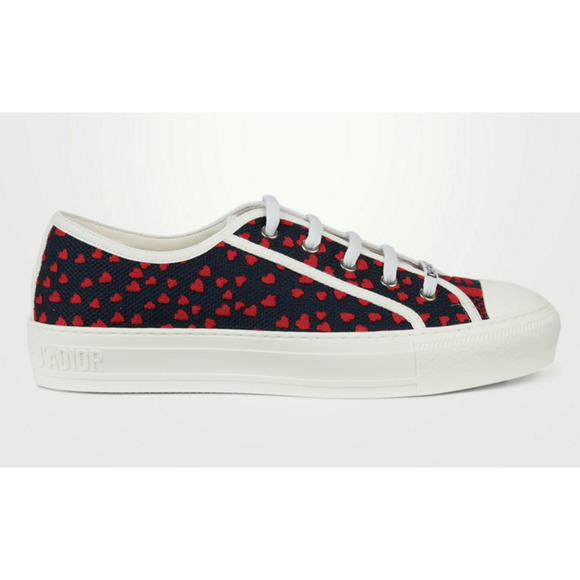 Dior Walk'N'Dior Blue Red White Hearts Lace Up Flat Low Top Trainer Sneaker 41.5